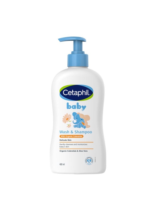 Cetaphil Baby Wash & Shampoo with Organic Calendula (400ml) - Image 1